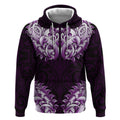 New Zealand Ta Moko Hoodie Aotearoa Maori Chest Tattoo Purple