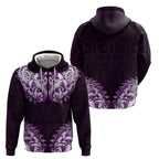 New Zealand Ta Moko Hoodie Aotearoa Maori Chest Tattoo Purple