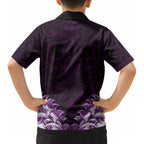 New Zealand Ta Moko Kid Hawaiian Shirt Aotearoa Maori Chest Tattoo Purple LT14