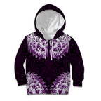 New Zealand Ta Moko Kid Hoodie Aotearoa Maori Chest Tattoo Purple