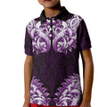 New Zealand Ta Moko Kid Polo Shirt Aotearoa Maori Chest Tattoo Purple