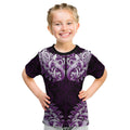 New Zealand Ta Moko Kid T Shirt Aotearoa Maori Chest Tattoo Purple
