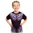 New Zealand Ta Moko Kid T Shirt Aotearoa Maori Chest Tattoo Purple