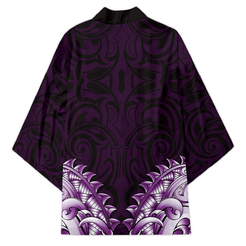 New Zealand Ta Moko Kimono Aotearoa Maori Chest Tattoo Purple