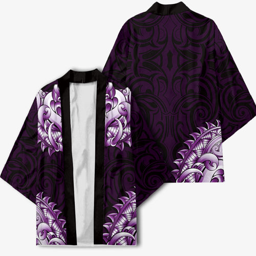 New Zealand Ta Moko Kimono Aotearoa Maori Chest Tattoo Purple