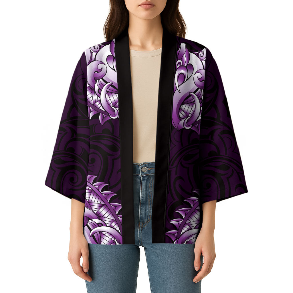 New Zealand Ta Moko Kimono Aotearoa Maori Chest Tattoo Purple