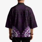 New Zealand Ta Moko Kimono Aotearoa Maori Chest Tattoo Purple