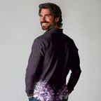 New Zealand Ta Moko Long Sleeve Polo Shirt Aotearoa Maori Chest Tattoo Purple