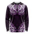 New Zealand Ta Moko Long Sleeve Shirt Aotearoa Maori Chest Tattoo Purple