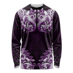 New Zealand Ta Moko Long Sleeve Shirt Aotearoa Maori Chest Tattoo Purple