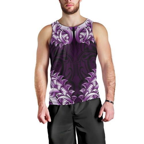 New Zealand Ta Moko Men Tank Top Aotearoa Maori Chest Tattoo Purple