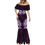 New Zealand Ta Moko Mermaid Dress Aotearoa Maori Chest Tattoo Purple