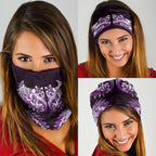 New Zealand Ta Moko Neck Gaiter Aotearoa Maori Chest Tattoo Purple
