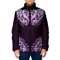 New Zealand Ta Moko Padded Jacket Aotearoa Maori Chest Tattoo Purple