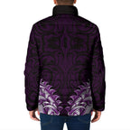New Zealand Ta Moko Padded Jacket Aotearoa Maori Chest Tattoo Purple
