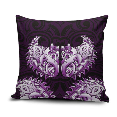 New Zealand Ta Moko Pillow Cover Aotearoa Maori Chest Tattoo Purple