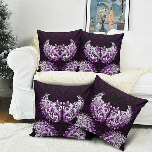 New Zealand Ta Moko Pillow Cover Aotearoa Maori Chest Tattoo Purple