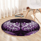New Zealand Ta Moko Round Carpet Aotearoa Maori Chest Tattoo Purple