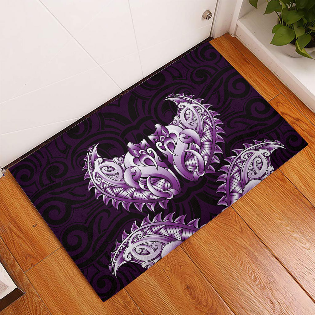 New Zealand Ta Moko Rubber Doormat Aotearoa Maori Chest Tattoo Purple
