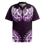New Zealand Ta Moko Rugby Jersey Aotearoa Maori Chest Tattoo Purple