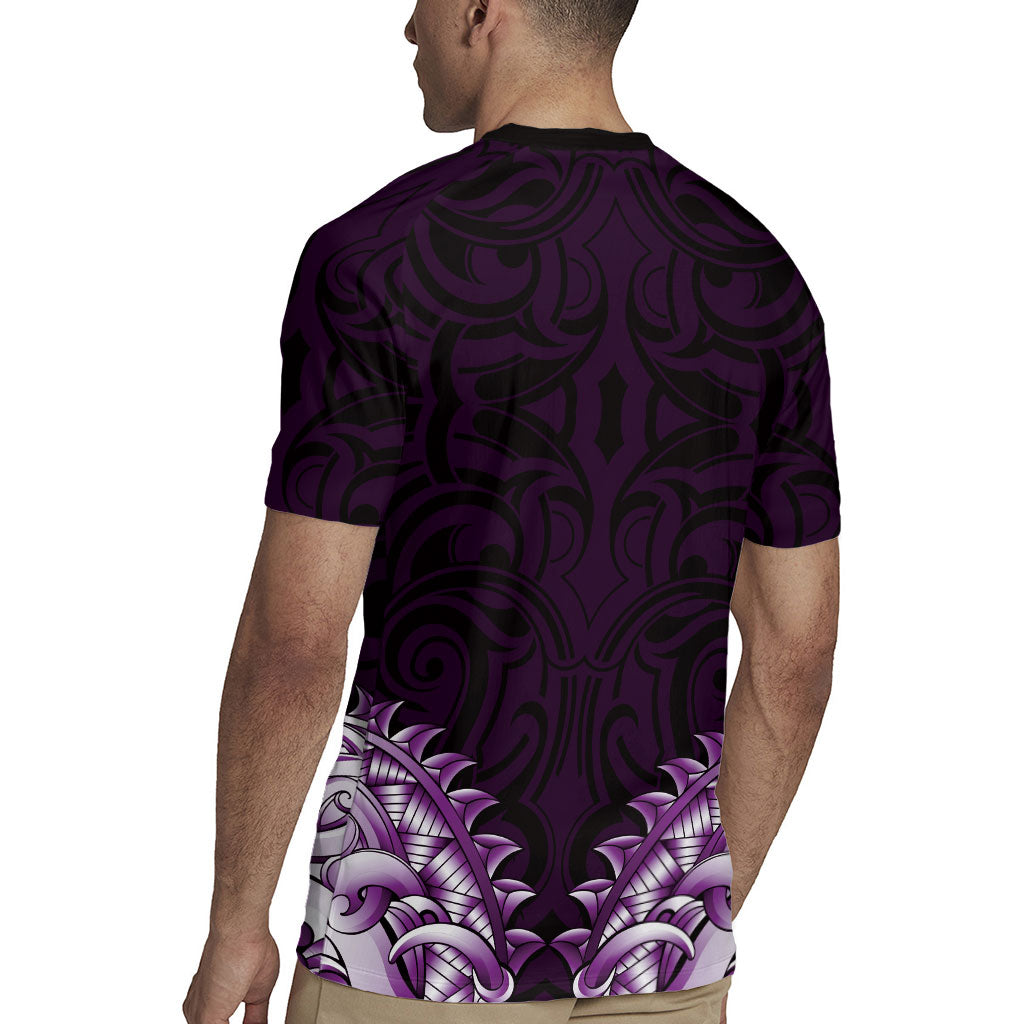 New Zealand Ta Moko Rugby Jersey Aotearoa Maori Chest Tattoo Purple