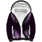 New Zealand Ta Moko Sherpa Hoodie Aotearoa Maori Chest Tattoo Purple