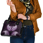 New Zealand Ta Moko Shoulder Handbag Aotearoa Maori Chest Tattoo Purple
