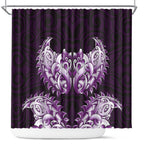 New Zealand Ta Moko Shower Curtain Aotearoa Maori Chest Tattoo Purple