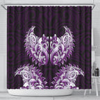 New Zealand Ta Moko Shower Curtain Aotearoa Maori Chest Tattoo Purple