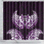 New Zealand Ta Moko Shower Curtain Aotearoa Maori Chest Tattoo Purple