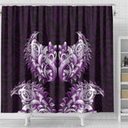 New Zealand Ta Moko Shower Curtain Aotearoa Maori Chest Tattoo Purple