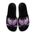 New Zealand Ta Moko Slide Sandals Aotearoa Maori Chest Tattoo Purple