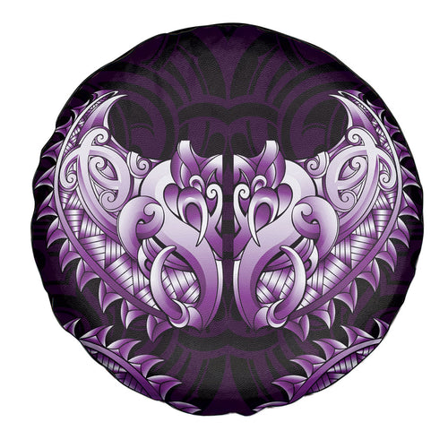 New Zealand Ta Moko Spare Tire Cover Aotearoa Maori Chest Tattoo Purple