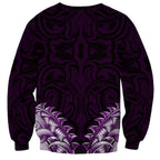 New Zealand Ta Moko Sweatshirt Aotearoa Maori Chest Tattoo Purple