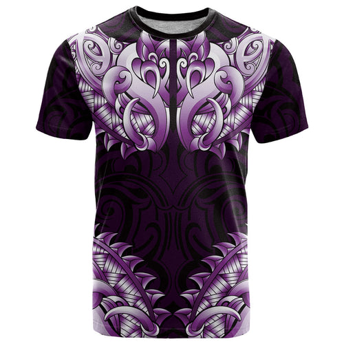 New Zealand Ta Moko T Shirt Aotearoa Maori Chest Tattoo Purple