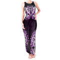 New Zealand Ta Moko Tank Maxi Dress Aotearoa Maori Chest Tattoo Purple