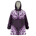 New Zealand Ta Moko Wearable Blanket Hoodie Aotearoa Maori Chest Tattoo Purple