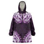 New Zealand Ta Moko Wearable Blanket Hoodie Aotearoa Maori Chest Tattoo Purple