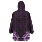New Zealand Ta Moko Wearable Blanket Hoodie Aotearoa Maori Chest Tattoo Purple