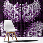 New Zealand Ta Moko Window Curtain Aotearoa Maori Chest Tattoo Purple