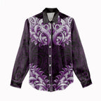 New Zealand Ta Moko Women Casual Shirt Aotearoa Maori Chest Tattoo Purple