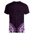 New Zealand Ta Moko Women V-Neck T-Shirt Aotearoa Maori Chest Tattoo Purple