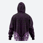 New Zealand Ta Moko Zip Hoodie Aotearoa Maori Chest Tattoo Purple