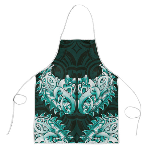 New Zealand Ta Moko Apron Aotearoa Maori Chest Tattoo Turquoise