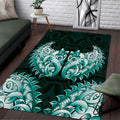 New Zealand Ta Moko Area Rug Aotearoa Maori Chest Tattoo Turquoise