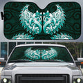 New Zealand Ta Moko Auto Sun Shade Aotearoa Maori Chest Tattoo Turquoise