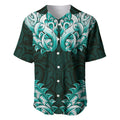 New Zealand Ta Moko Baseball Jersey Aotearoa Maori Chest Tattoo Turquoise