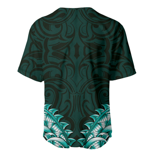 New Zealand Ta Moko Baseball Jersey Aotearoa Maori Chest Tattoo Turquoise