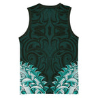 New Zealand Ta Moko Basketball Jersey Aotearoa Maori Chest Tattoo Turquoise