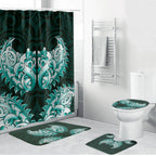 New Zealand Ta Moko Bathroom Set Aotearoa Maori Chest Tattoo Turquoise